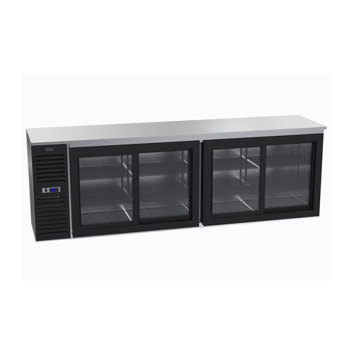 Krowne SD108 4 Glass Sliding Doors Black Refrigerated Back Bar Storage Cabinet