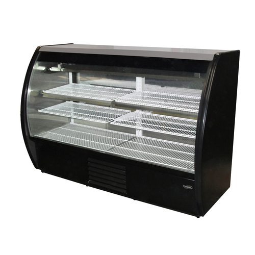 Howard McCray MIRAGE-4-DC-HC-B 19 Cu. Ft. Black Curved Glass Full Service 3 Shelves Mirage Series Refrigerated Bakery Display Case - 115 Volts