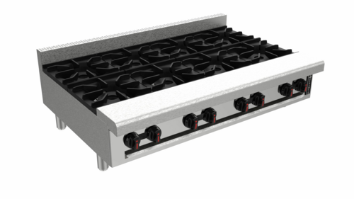 Venancio USA R48CT-48B-NG 48" W Stainless Steel 8 Burners with Legs Countertop Natural Gas Hotplate - 256,000 BTU