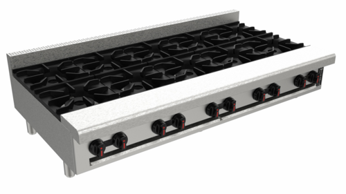 Venancio USA R60CT-60B-NG 60" W Stainless Steel 10 Burners with Legs Countertop Natural Gas Hotplate - 320,000 BTU