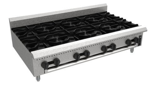 Venancio USA PHP48G-CT-NG 48" W Stainless Steel 8 Burners with Legs Countertop Natural Gas Prime Hotplate - 200,000 BTU