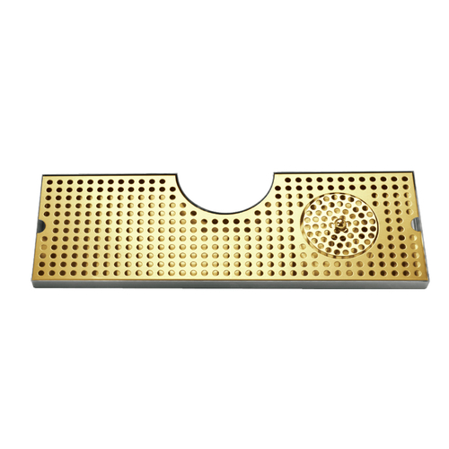 Micro Matic DP-MET-T-PVD-34GR-Z 34" W x 8.5" D Stainless Steel and Brass with Glass Rinser Drip Tray Trough