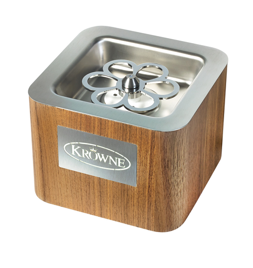 Krowne KR-LC2GF-TT-W Stainless Steel Wood Finish Royal Series Countertop Cube Liquid CO2 Glass Chiller - 100-240 Volts