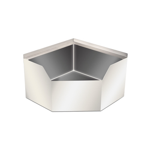 Omcan USA 47470 6.5" W x 26.5" D x 16" H Stainless Steel Corner Mop Sink with Drain Basket