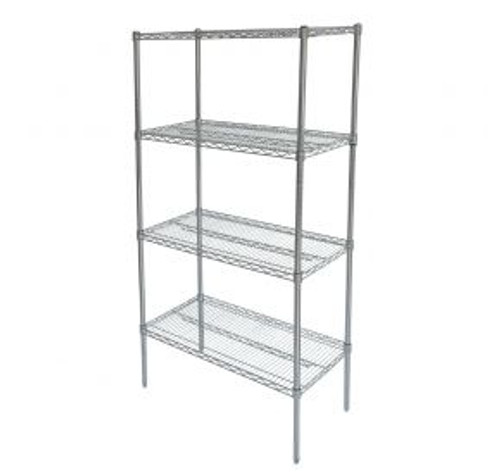 CAC China ACWS-2448S 48" L x 24" W 850 Lbs. Weight Capacity Chrome-Plated Metal Wire Shelving Set (1 Set)