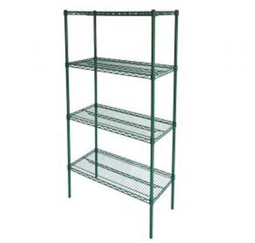 CAC China AEWS-2436S 36" L x 24" W 850 Lbs. Weight Capacity Green Epoxy Coated Metal Wire Shelving Set (1 Set)