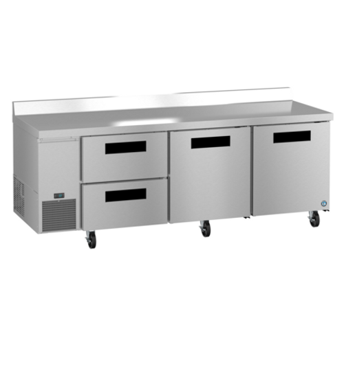 Hoshizaki WLR93B-D2 30.17 Cu. Ft. Stainless Steel Reach-In 2 Solid Doors 2 Drawers Steelheart Series Worktop Refrigerator - 115 Volts