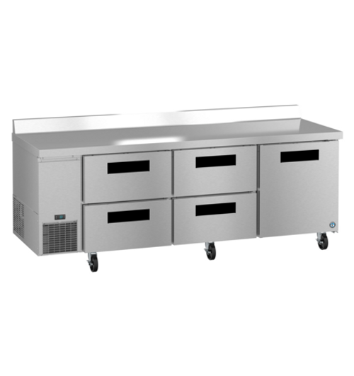 Hoshizaki WLR93B-D4 30.17 Cu. Ft. Stainless Steel Reach-In 1 Solid Doors 4 Drawers Steelheart Series Worktop Refrigerator - 115 Volts