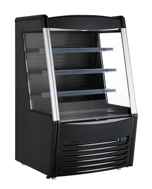 Omcan USA 47514 33.3" W Black Vertical Case Refrigerated Open Merchandiser - 110 Volts