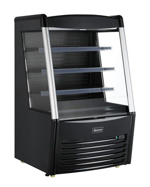 Omcan USA 47514 33.3" W Black Vertical Case Refrigerated Open Merchandiser - 110 Volts