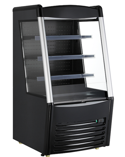 Omcan USA 47515 28.2" W Black Vertical Case Refrigerated Open Merchandiser - 110 Volts