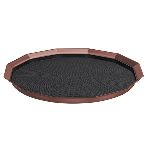 Service Ideas TRPN1614RIBSRG 16" W Rose Gold Round Serving Tray