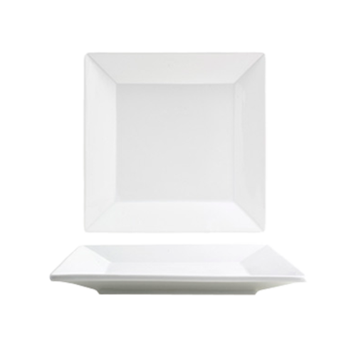 FOH DSP029WHP22 7.5" W White Square Porcelain Wide Rolled Kyoto Plate