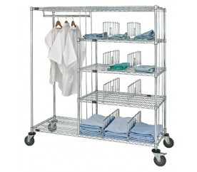 Quantum WRCPL-63-2460 60" W x 24" D Chrome Shelves Patient Apparel Cart