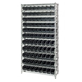 Quantum WR12-101CO 36" W x 12" D Chrome Plated Finish Bin Wire Shelving System