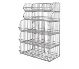 Quantum WR5-36MSBA 36" W x 20" D x 54" H Chrome Plated Stationary Stacking Basket System