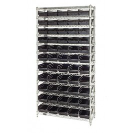 Quantum WR12-102CO 36" W x 12" D Chrome Plated Finish Bin Wire Shelving System