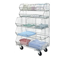 Quantum WR5-36MSBA-MOB 36" W x 20" D x 60" H Chrome Plated Mobile Stacking Basket System