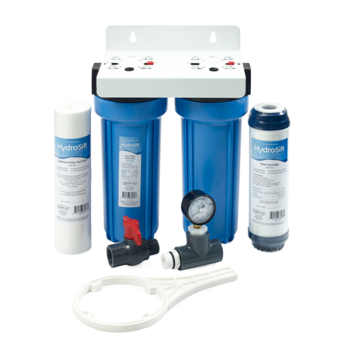 Krowne KR-HS2-KIT 15,000 Gal. Hydrosift Twin Water Filter Assembly Kit - Includes Twin Filter Assembly with Mounting Bracket