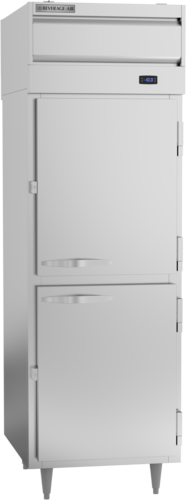 Beverage Air PFD1HC-1AHS 22.9 Cu. Ft. Stainless Steel 1-Section 4 Solid Half Doors Pass-Thru Freezer - 115 Volts