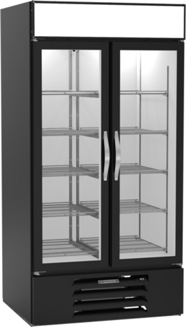 Beverage Air MMF35HC-1-B 35.08 Cu. Ft. Black Painted Steel 2-Section Reach-In MarketMax Freezer Merchandiser - 115 Volts