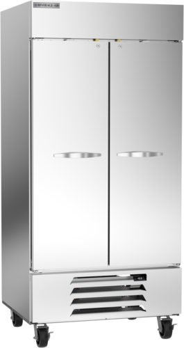 Beverage Air HBF35HC-1 35.08 Cu. Ft. Stainless Steel 2 Lockable Hinged Solid Doors Reach-In Horizon Series Freezer - 115 Volts