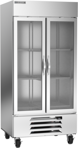 Beverage Air HBF35HC-1-G 35.08 Cu. Ft. Stainless Steel 2 Hinged Glass Doors Reach-In Horizon Series Freezer - 115 Volts