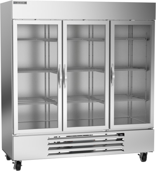 Beverage Air HBF72HC-1-G 68.43 Cu. Ft. Stainless Steel 3 Hinged Glass Doors Reach-In Horizon Series Freezer - 115 Volts