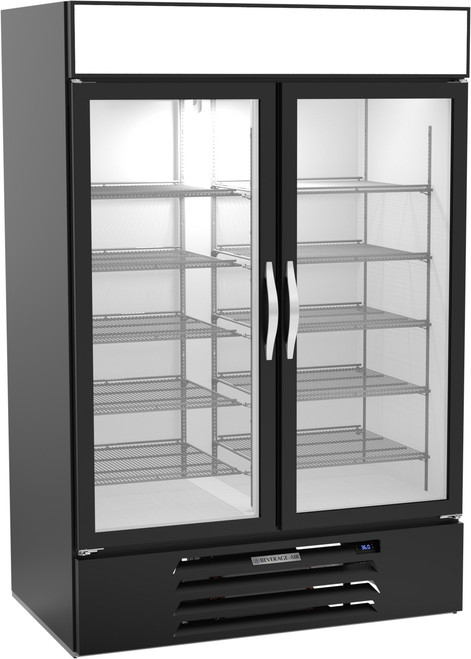 Beverage Air MMR49HC-1-B-PT 48.05 Cu. Ft. Reach-In Two-Section MarketMax Refrigerated Pass-Thru Merchandiser - 115 volts