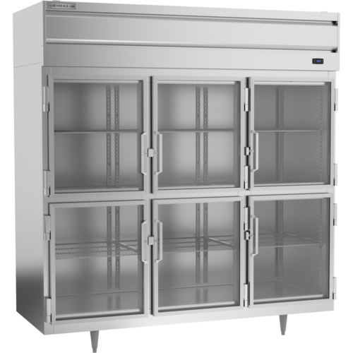 Beverage Air PF3HC-1BHG 68.34 Cu. Ft. Stainless Steel 6 Lockable Glass Half Doors Reach-In Freezer - 115 Volts