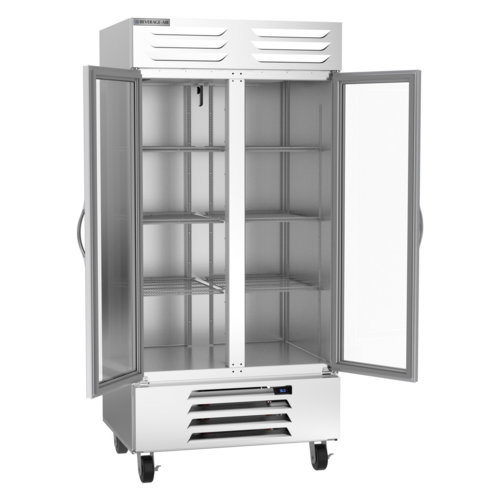 Beverage Air RB35HC-1G 35.08 Cu. Ft. Stainless Steel Glass Door Reach-In Two-Section Vista Refrigerator - 115 Volts