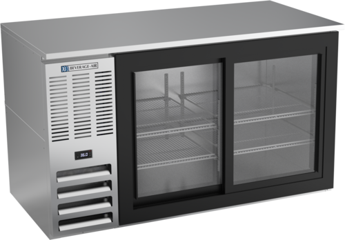 Beverage Air BB58HC-F-GS-S 58" W Stainless Steel 2 Sections Refrigerated Food Rated Back Bar Storage Cabinet - 115 Volts