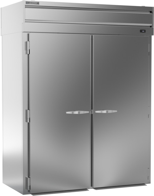 Beverage Air PFT2XTHC-1AS 85.8 Cu. Ft. Stainless Steel Two-Section Solid Door Roll-Thru Extra Tall P-Series Freezer - 115 Volts
