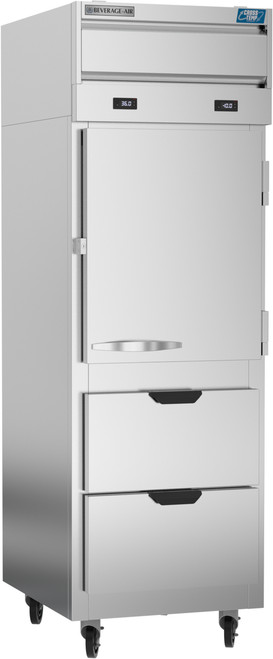 Beverage Air CT12-12HC-1HSD 9 Cu .Ft. Stainless Steel Reach-In Two-Section Cross Temp Convertible Refrigerator or Freezer - 115 Volts