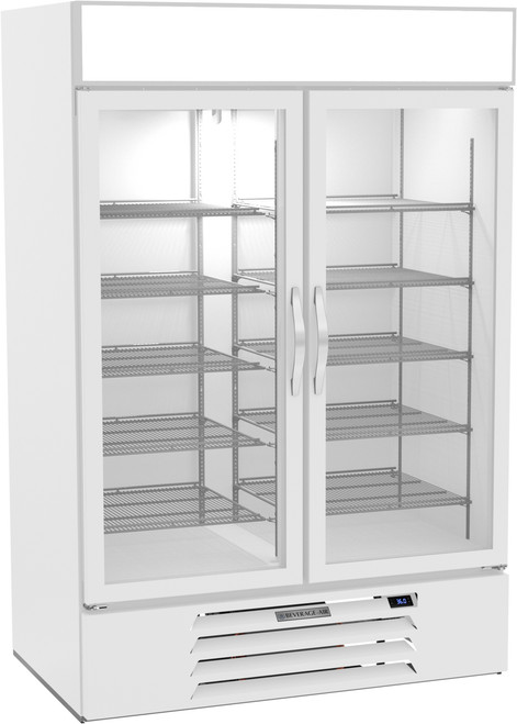 Beverage Air MMR49HC-1-W-WINE 46.15 Cu. Ft. White Reach-In Two-Section Glass Door MarketMax Wine Merchandiser - 115 Volts