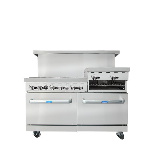 Atosa AGR-6B-24RGB-LP 60" W Stainless Steel Liquid Propane CookRite Range - 300,000 BTU