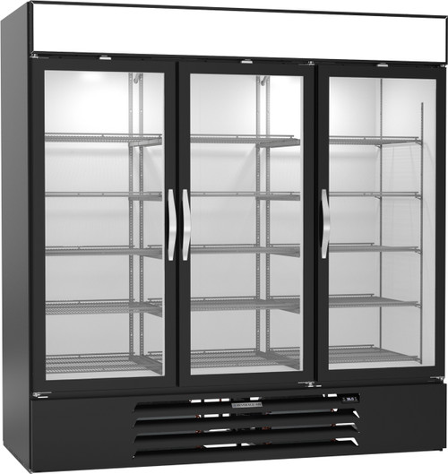 Beverage Air MMR72HC-1-B-WINE 70.19 Cu. Ft. Black 3-Section Reach-In MarketMax Wine Merchandiser - 115 Volts