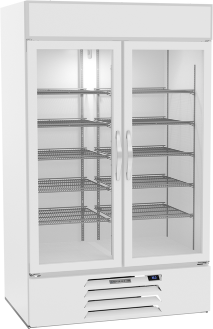 Beverage Air MMR44HC-1-W-WINE 40.2 Cu. Ft. White 2-Section Reach-In MarketMax Wine Merchandiser - 115 Volts