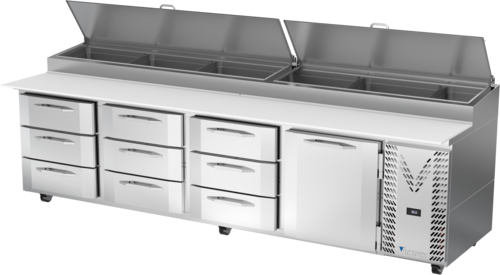 Victory VPPD119HC-9 118.88" W Stainless Steel 9 Drawers Pizza Prep Table
