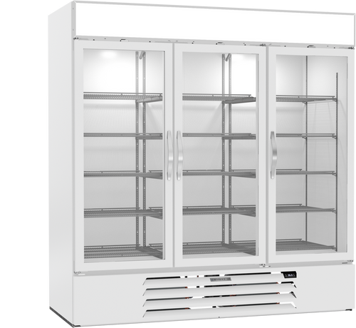Beverage Air MMR72HC-1-W-WINE 70.19 Cu. Ft. White 3-Section Reach-In MarketMax Wine Merchandiser - 115 Volts