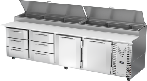 Victory VPPD119HC-6T 118.88" W Stainless Steel 6 Drawers Pizza Prep Table