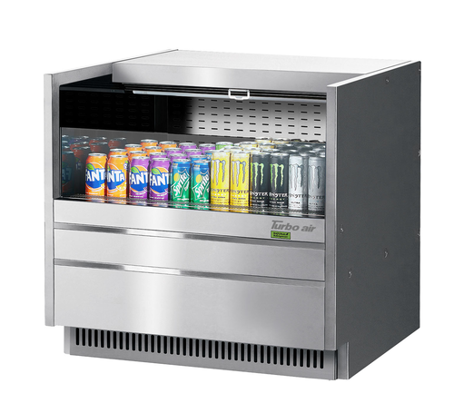 Turbo Air TOM-36UC-S-N 5 Cu. Ft. Stainless Steel Deck Only Drop-In Horizontal Open Display Case - 115 Volts