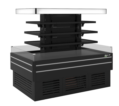 Turbo Air TIOM-24CSCB-N 35.01 Cu. Ft. Black Island Display Self-Serve Refrigerated Merchandiser - 220 Volts