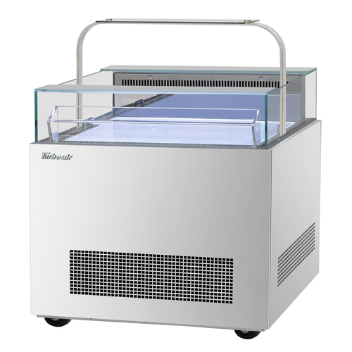 Turbo Air TOS-30NN-D-S 42.25" H x 30.25" W Stainless Steel Open Display Sandwich and Cheese Merchandiser with Glass Sneeze Guard - 115 Volts