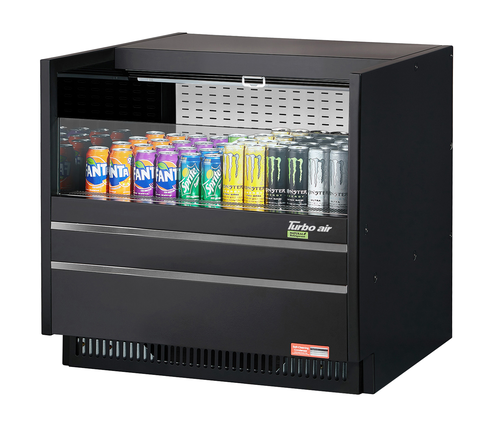 Turbo Air TOM-36UC-W(B)-N 5 Cu. Ft. Stainless Steel Deck Only Drop-In Horizontal Open Display Case - 115 Volts