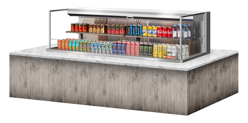 Turbo Air TOM-72L-UF-S-2SI-N 15.8 Cu. Ft. Stainless Steel 2-Shelf Drop-In Horizontal Open Display Case - 220 Volts