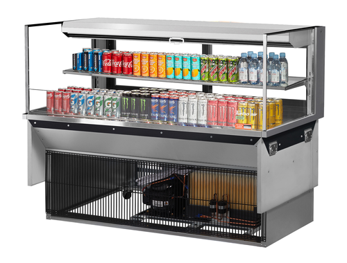 Turbo Air TOM-60L-UFD-S-2SI-N 13 Cu. Ft. Stainless Steel 1-Shelf Drop-In Horizontal Open Display Case - 115 Volts