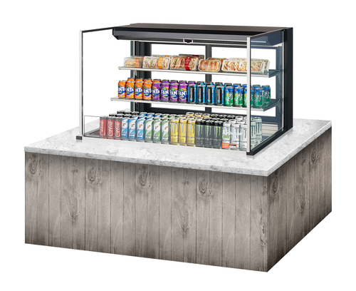 Turbo Air TOM-48L-UFD-W(B)-3SI-N 15.2 Cu. Ft. Stainless Steel 2-Shelf Drop-In Horizontal Open Display Case - 115 Volts