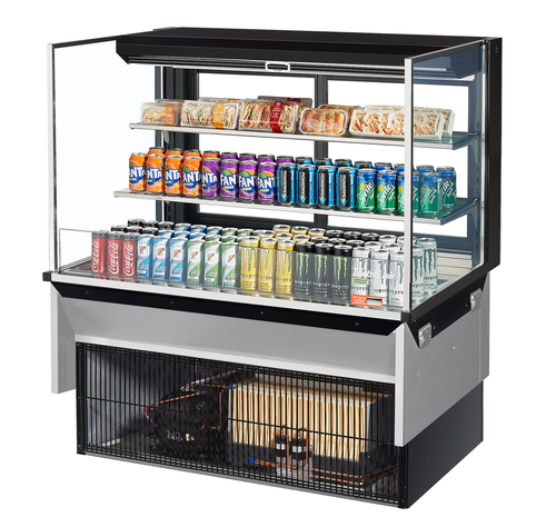 Turbo Air TOM-48L-UFD-W(B)-3SI-N 15.2 Cu. Ft. Stainless Steel 2-Shelf Drop-In Horizontal Open Display Case - 115 Volts