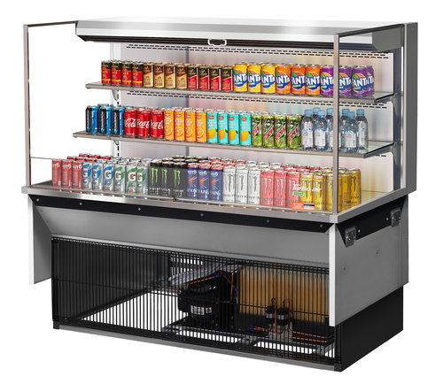 Turbo Air TOM-60L-UF-S-3SI-N 19.3 Cu. Ft. Stainless Steel 2-Shelf Drop-In Horizontal Open Display Case - 115 Volts